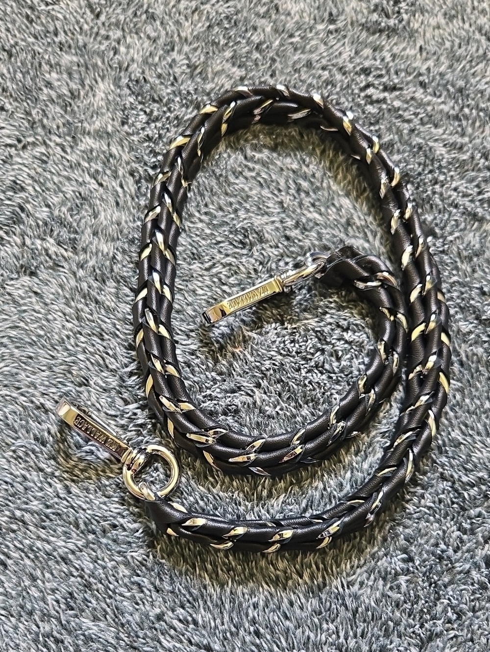 MZ WALLACE Braided Dark NAVY Leather and Silver Bag STRAP